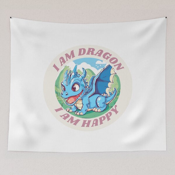 Item preview, Cute blue dragon, bright, smile and happy designed and sold by Vibes-vintage.
