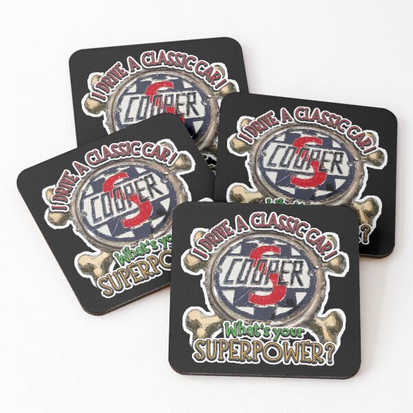 Item preview, I Drive a Classic Car - Mini Cooper S Retro Badge Superpower Design on Black designed and sold by Michael van der Hoorn.