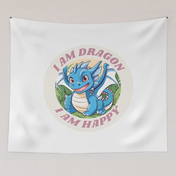 Item preview, Cute blue dragon, bright, smile and happy designed and sold by Vibes-vintage.