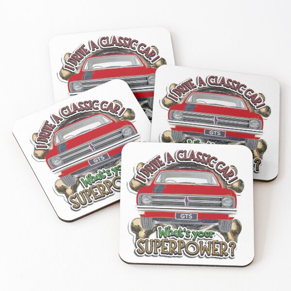 Item preview, I Drive a Classic Car - Red Holden GTS Monaro Retro Design on White designed and sold by Michael van der Hoorn.