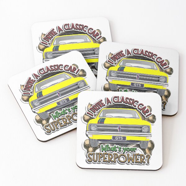Item preview, I Drive a Classic Car - Warwick Yellow Holden GTS Monaro Retro Design on White designed and sold by Michael van der Hoorn.