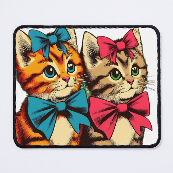 Aperçu de l'œuvre vintage mignon deux chatons avec des rubans colorés  créée et vendue par Expressions-Sel.