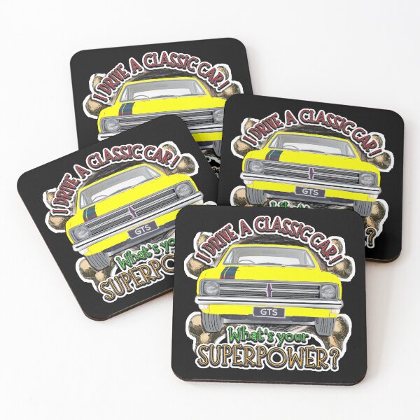 Item preview, I Drive a Classic Car - Warwick Yellow Holden GTS Monaro Retro Design on Black designed and sold by Michael van der Hoorn.