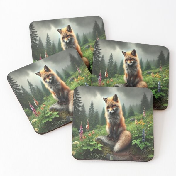 Item preview, AI generated fox sitting on a hill designed and sold by AI-this-is-AI.