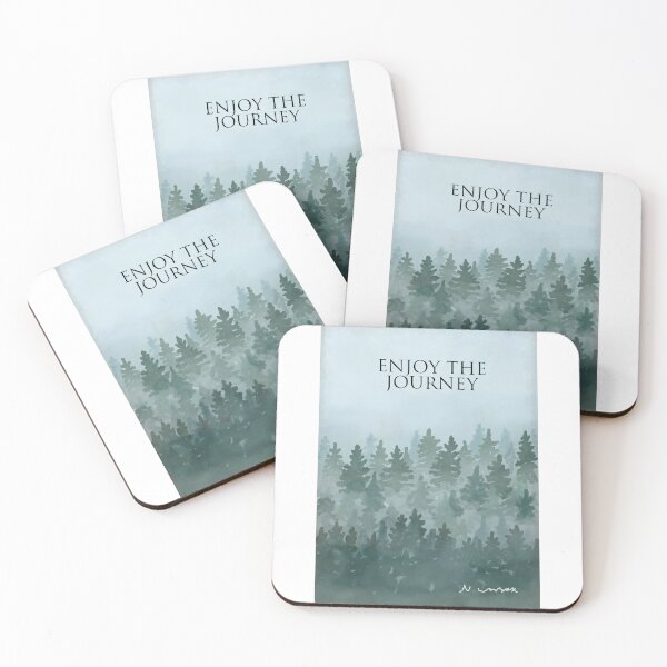 Item preview, Enjoy the Journey misty forest painting designed and sold by Scat the cat.