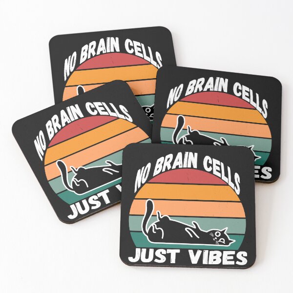 Item preview, No Brain Cells Just Vibes Black Cat designed and sold by RubberBandBall.