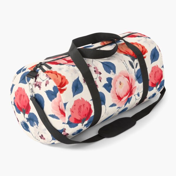 Artikelvorschau, Purpurrote und korallenrote Blume, floraler Aquarell-Vintage-Garten, Mitternachtsblütenblätter und -blätter, lebendiges nahtloses Design entworfen und verkauft von Kintsugi99.