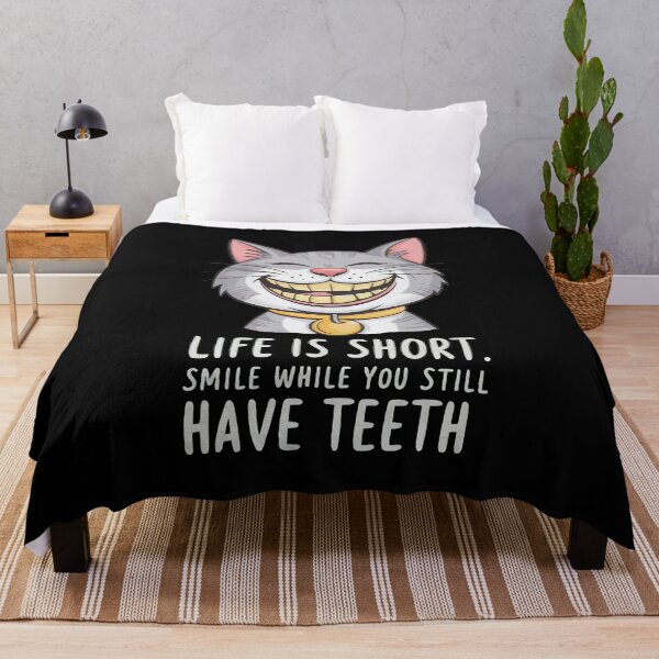 Item preview, Life Is Short. Smile While You Still Have Teeth Cheerful Cat Smile designed and sold by OskarArts.