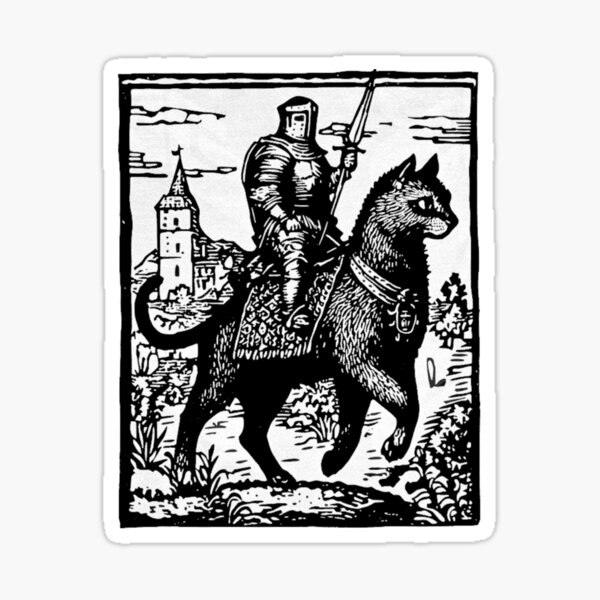 Vista previa del artículo con la obra «Camiseta vintage de Knight Cat Rider, camiseta gráfica retro de los años 90, arte oscuro, camiseta medieval, gato divertido, camiseta meme, Grimdark, regalo para él, Fairycore», diseñado y vendido por Popforge.