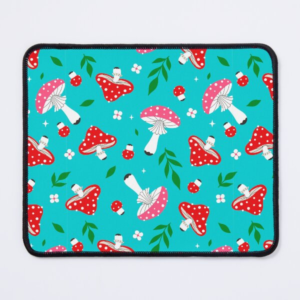 Item preview, fly agarics and leaves on a blue background designed and sold by burbura.