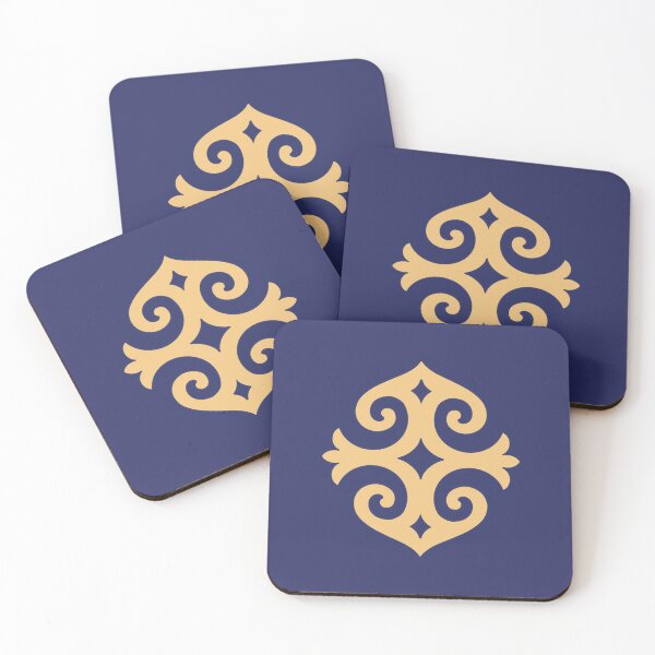Item preview, Kazakh ornament in beige and dark blue designed and sold by Artyerke.