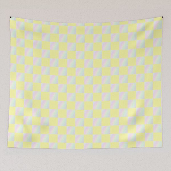 Item preview, Yellow and iridescent colors check abstract pattern | soft color yellow cheerful checker from photos designed and sold by lausn.