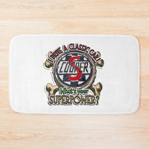 Item preview, I Drive a Classic Car - Mini Cooper S Retro Badge Superpower Design on White designed and sold by Michael van der Hoorn.