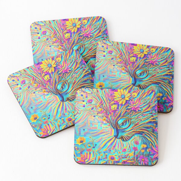 Item preview, Floral Cat Dreamscape of Electric Colors designed and sold by blackhalt.