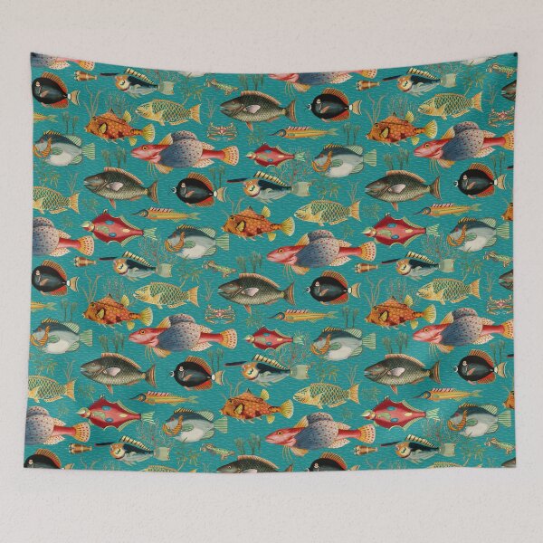 Item preview, Oceania Blooming Reef - Tropical Elegance - Sepia Teal designed and sold by UtArt.