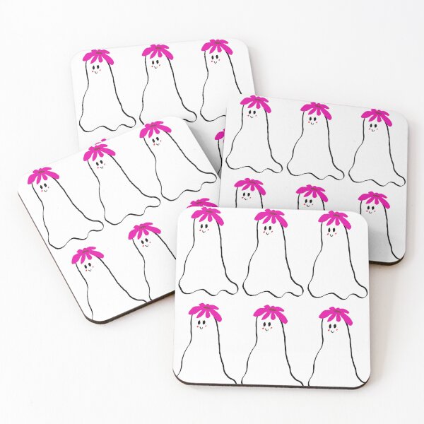 Item preview, Ghost with pink flower for a hat designed and sold by cherrynat1.
