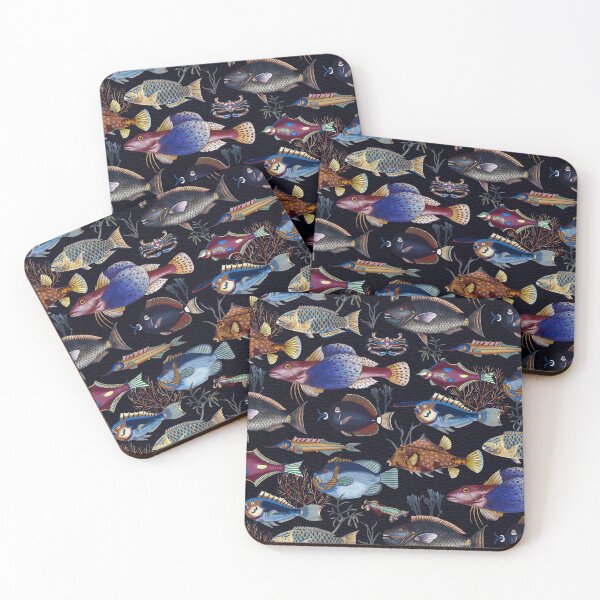 Item preview, Oceania Blooming Reef - Tropical Elegance - Midnight Black designed and sold by UtArt.