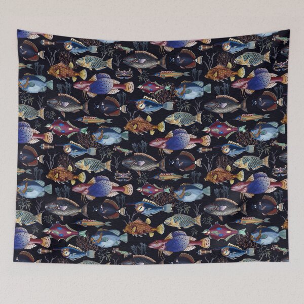 Item preview, Oceania Blooming Reef - Tropical Elegance - Midnight Black designed and sold by UtArt.