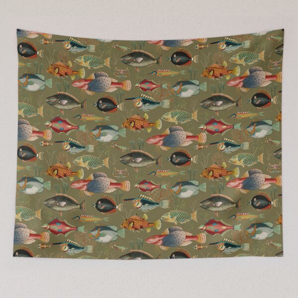 Item preview, Oceania Blooming Reef - Tropical Elegance - Sepia Sage designed and sold by UtArt.