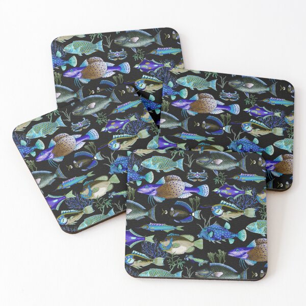 Item preview, Oceania Blooming Reef - Tropical Elegance - Night Black designed and sold by UtArt.