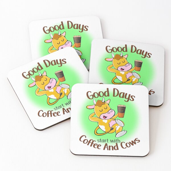Item preview, Good Days Start With Coffee And Cows - Cute Cow Holding Coffee - Funny Quote Gift For Cow Lovers And Coffee Lovers designed and sold by kassiekewl.