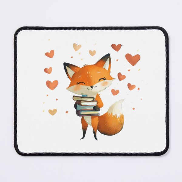 Item preview, mischievous fox character with a playful grin, holding a stack of books designed and sold by zirconp.