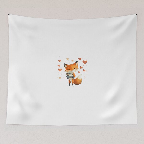 Item preview, mischievous fox character with a playful grin, holding a stack of books designed and sold by zirconp.