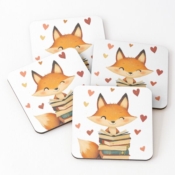 Item preview, mischievous fox character with a playful grin, holding a stack of books designed and sold by zirconp.