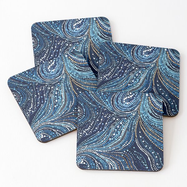 Item preview, Arte de puntos de inspiración aborigen - Con olas de aguamarina designed and sold by GrinGalore.