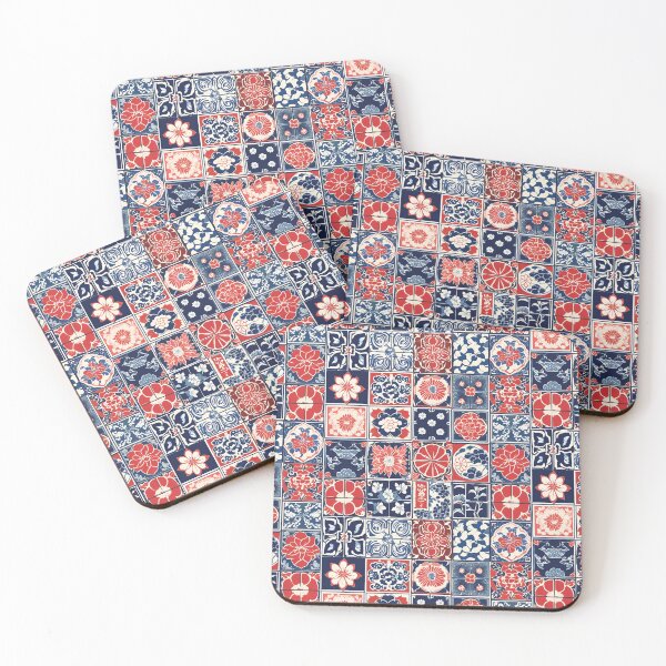 Item preview, Japanese Tiles Flower and Leaves Prints Oriental designed and sold by stxaris.