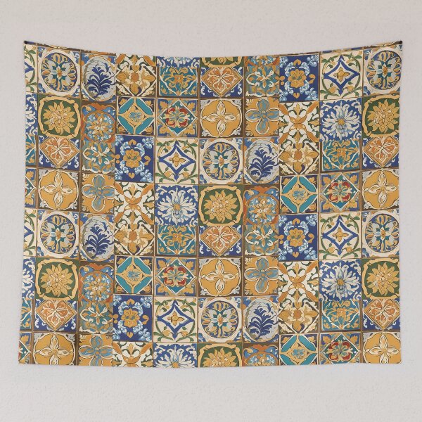 Item preview, Italian Tiles Yellow and White Flower Prints Western European designed and sold by stxaris.