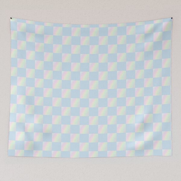 Item preview, Pastel blue and iridescent checkered pattern | Light blue holographic check designed and sold by lausn.