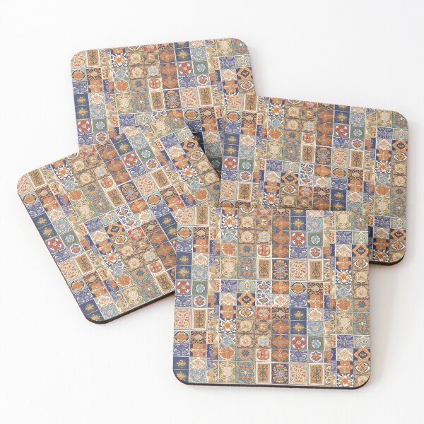 Item preview, Italian Tiles Yellow Bue Orange Flower Prints Western European Moroccan Prints designed and sold by stxaris.