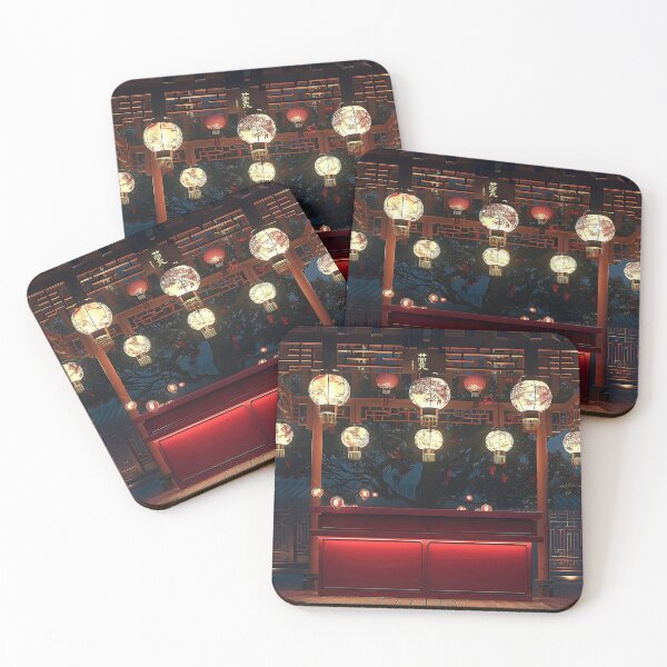 Item preview, Tranquil Red Stand Bathed in Warm Glow of Traditional Chinese Lanterns. designed and sold by CheerForGoods.