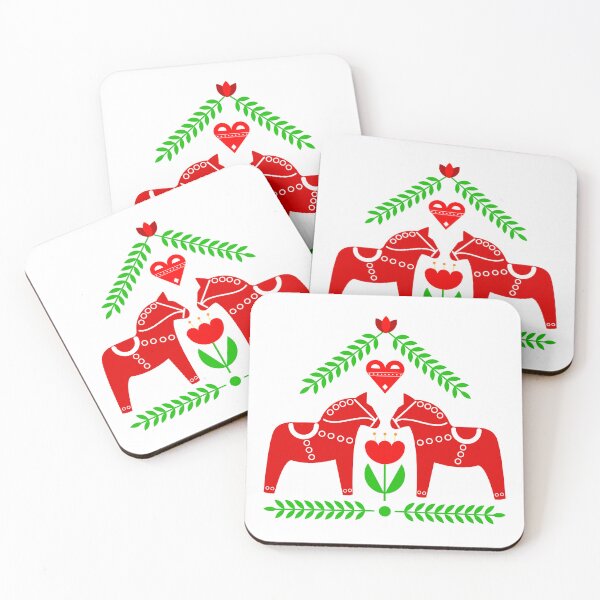 Aperçu de l'œuvre Art populaire scandinave - Cheval de Dala rouge créée et vendue par mikistudio.