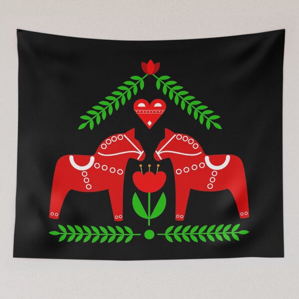 Aperçu de l'œuvre Art populaire scandinave - Cheval de Dala rouge créée et vendue par mikistudio.