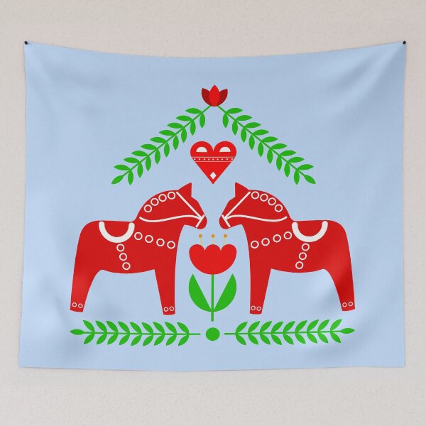 Aperçu de l'œuvre Art populaire scandinave - Cheval de Dala rouge créée et vendue par mikistudio.
