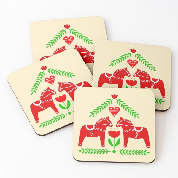 Aperçu de l'œuvre Art populaire scandinave - Cheval de Dala rouge créée et vendue par mikistudio.