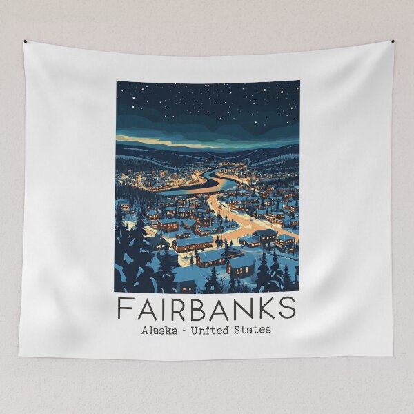 Item preview, A Vintage Illustration of Fairbanks - Alaska - United States  designed and sold by GoodOldVintage.