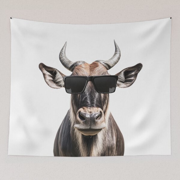 Item preview, Funny cool Wildebeest wearing sunglasses designed and sold by LazyOwlStore.
