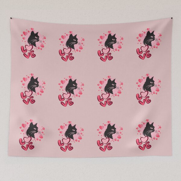 Item preview, Black Cat Love in Heart Frame designed and sold by ToxiCool.