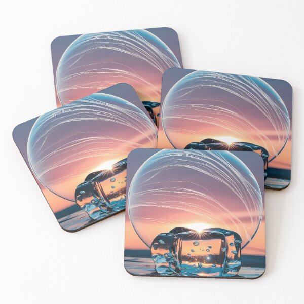 Item preview, Colorful Beach Sunset Reflections Fusion Ice Glass Art designed and sold by ART ATTACK ZONE.