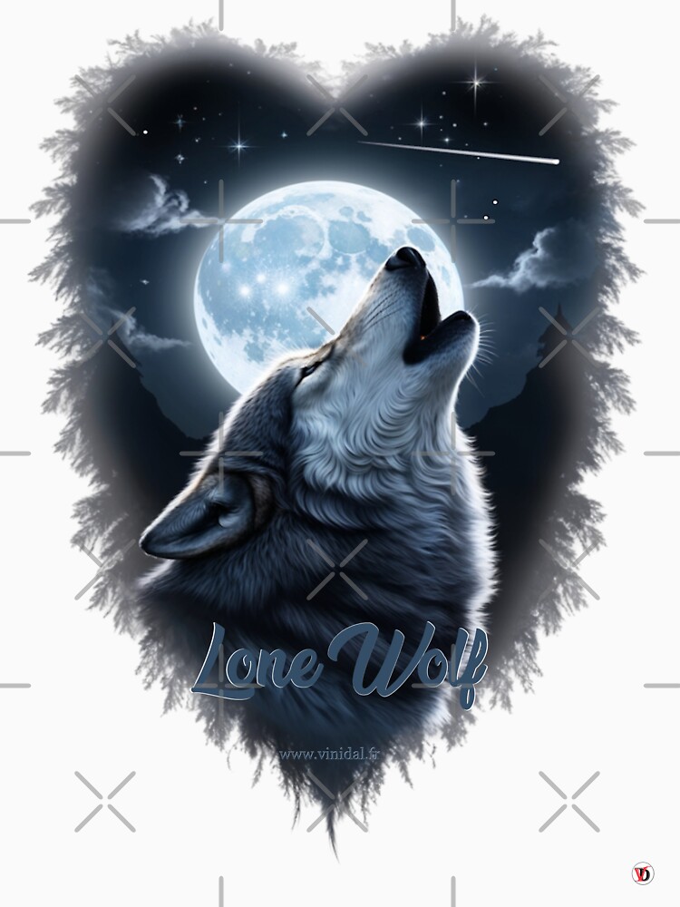 Aperçu 7 sur 7. T-shirt classique avec l'œuvre Lone Wolf. Modèle N°1. créée et vendue par Vinidal.