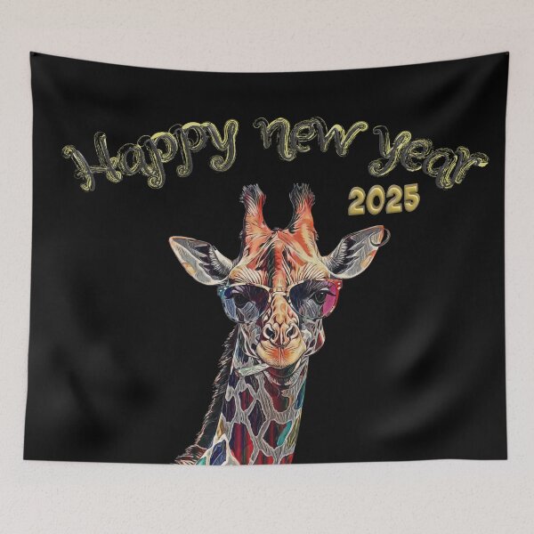 Item preview, Happy New Year 2025 - Groovy Giraffe designed and sold by Hen-C-Art.