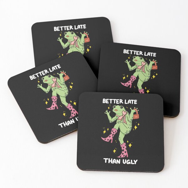 Item preview, Funny frog better late than ugly  designed and sold by BlackAcidArt.