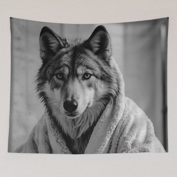 Item preview, Relaxing Wolf in Cozy Bathrobe designed and sold by vk09.