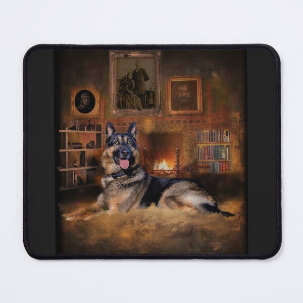 Item preview, German Shepherd and Fireplace designed and sold by Patricia Brown.