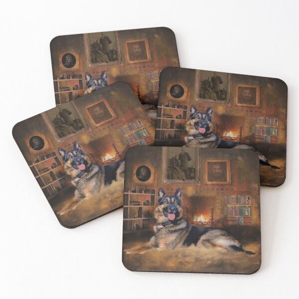 Item preview, German Shepherd and Fireplace designed and sold by Patricia Brown.