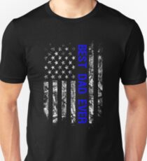 Best Dad Ever Law Enforcement Thin Blue Line Family Retro American Flag Police Officer Matching Family Unisex T-Shirt