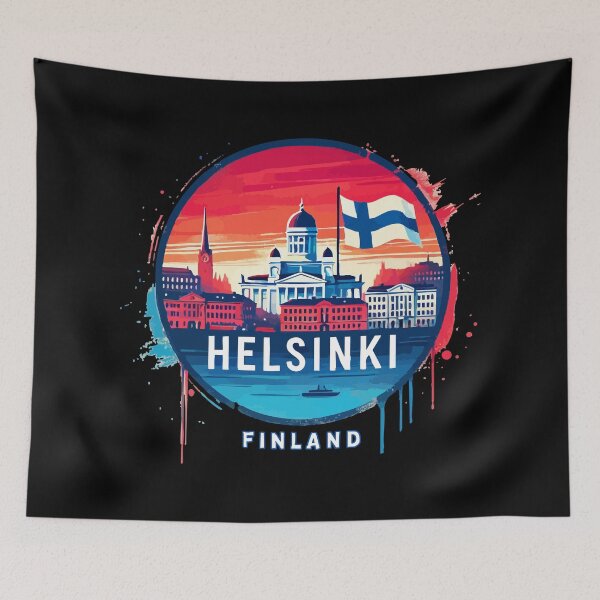 Item preview, Helsinki Finland Travel Retro Colorful designed and sold by TomFrontierArt.